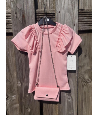 Tshirt roze met tas