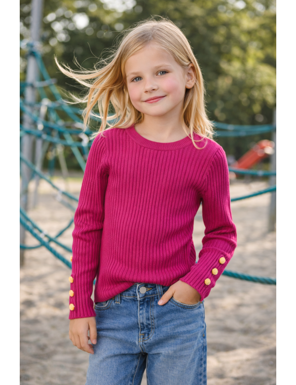 Shirt fuchsia met gouden knopen