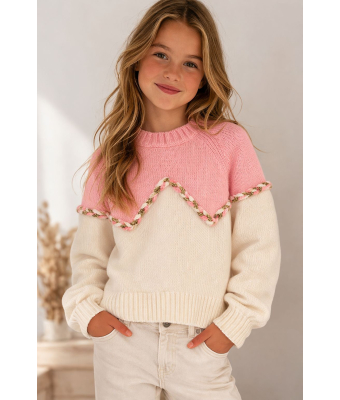 Trui gebreid met leuk patroon en glitter rand.
