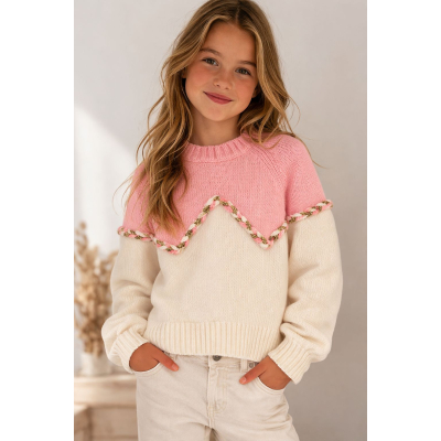 Trui gebreid met leuk patroon en glitter rand.