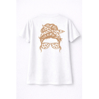 Wit T-shirt met Meisje en Zonnebril Print