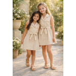 Beige Jurk met Strikdetails