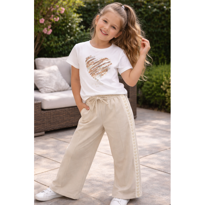 Tshirt pailletten hart wit