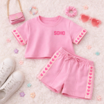 Comfi set meiden - roze hartjes