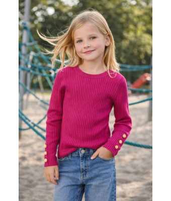 Shirt fuchsia met gouden knopen