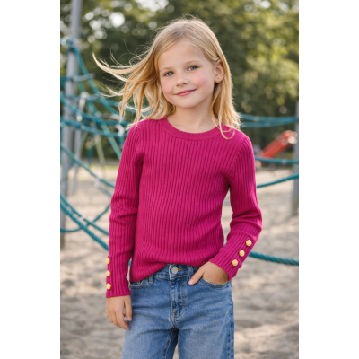 Shirt fuchsia met gouden knopen