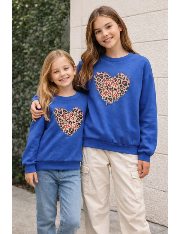 Trui blauw met print Wild Spirit